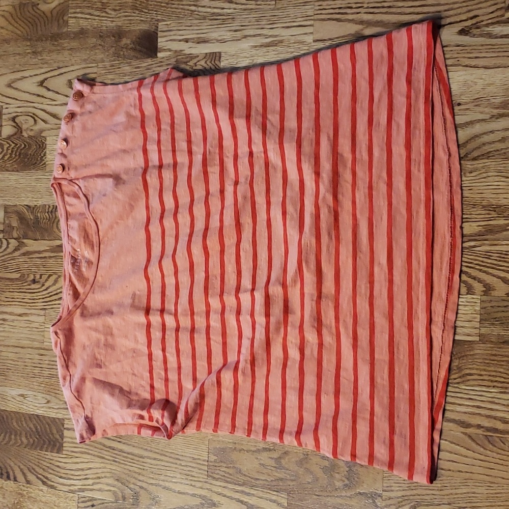 (L) Talbots 100% Cotton Striped Nautical Buttons Lightweight Casual Comfy